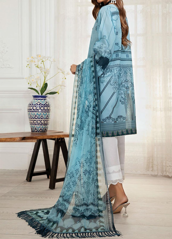 Farasha Embroidered Lawn Suits Unstitched 3 Piece FSH21-L3 07 Ocean Wave - Festive Collection