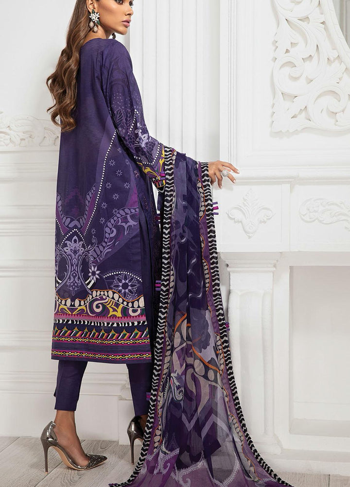 Farasha Embroidered Lawn Suits Unstitched 3 Piece FSH21-L3 09 Amethyst - Festive Collection