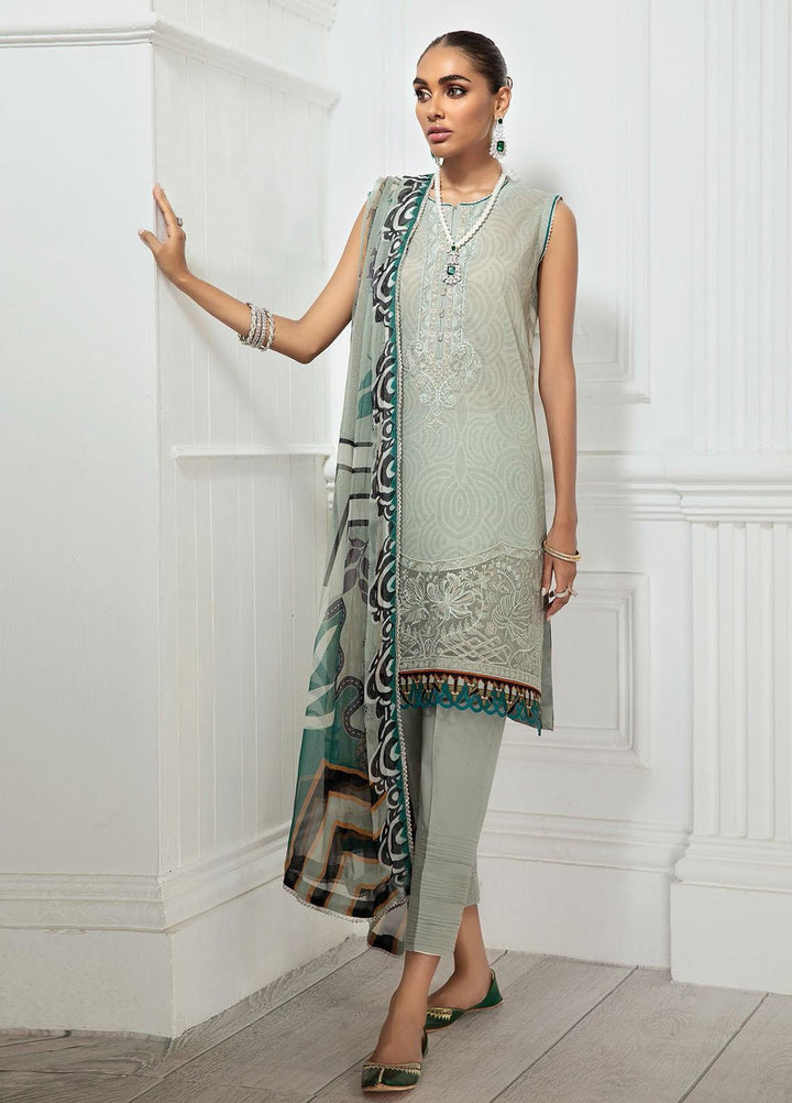 Farasha Embroidered Lawn Suits Unstitched 3 Piece FSH21-L3 11 Sea Pearl - Festive Collection