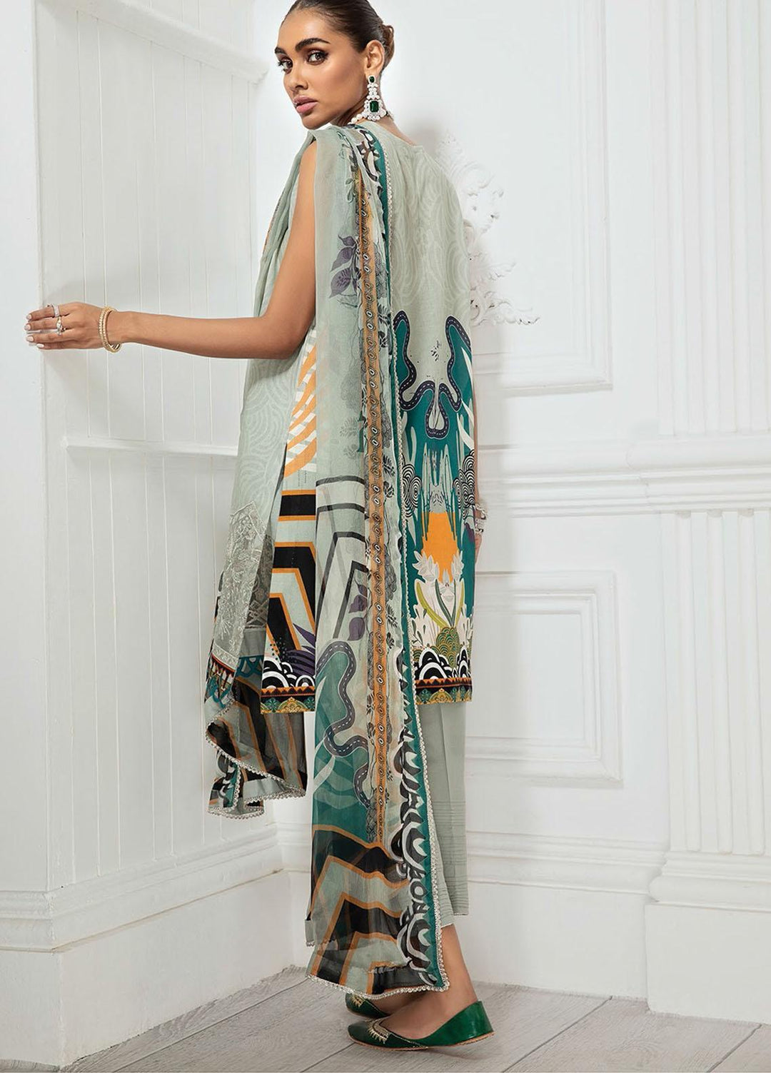 Farasha Embroidered Lawn Suits Unstitched 3 Piece FSH21-L3 11 Sea Pearl - Festive Collection