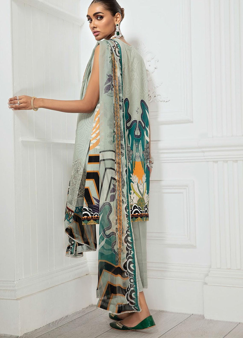 Farasha Embroidered Lawn Suits Unstitched 3 Piece FSH21-L3 11 Sea Pearl - Festive Collection