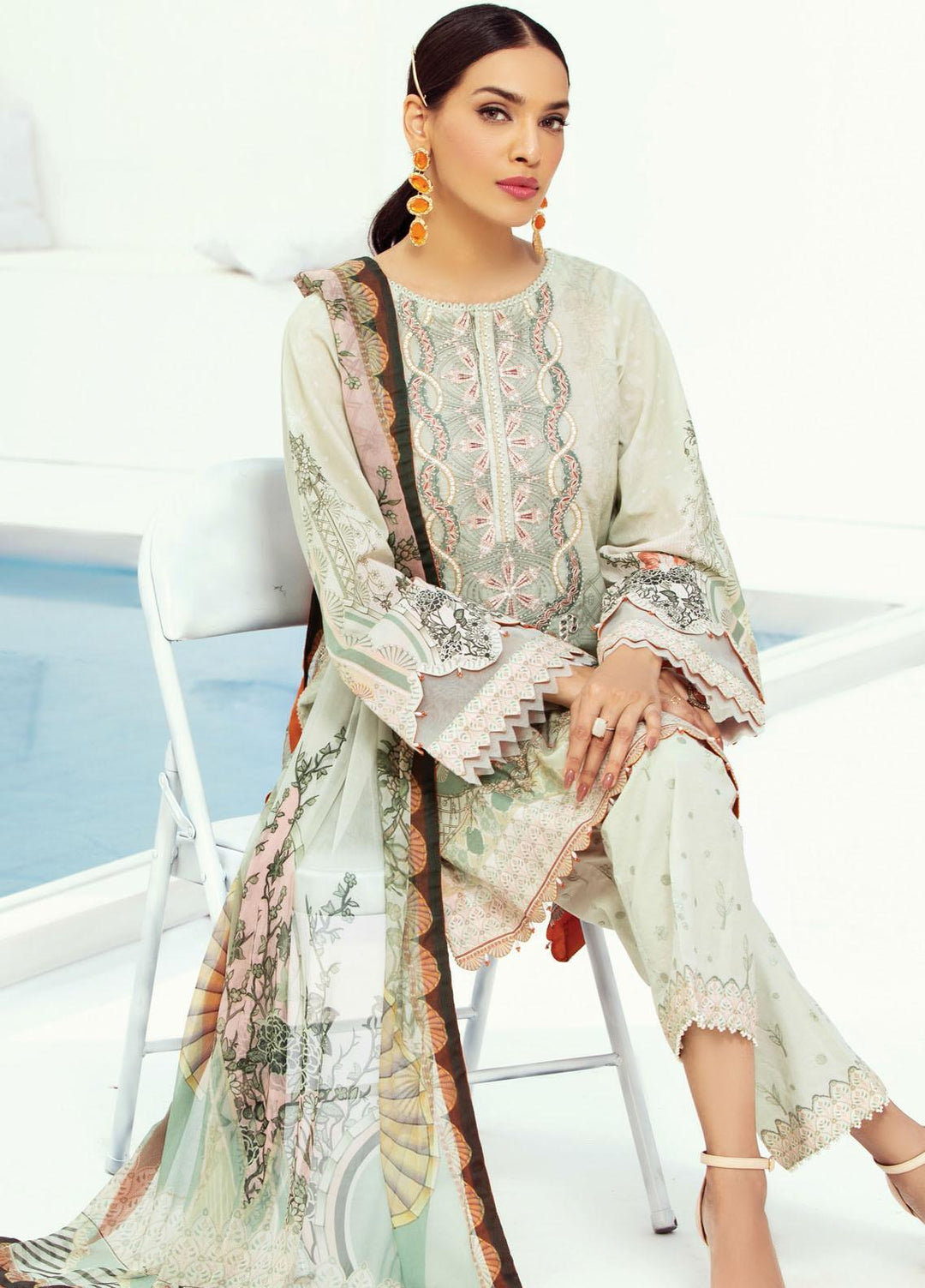 Farasha Embroidered Lawn Suits Unstitched 3 Piece FSH21L 02-HEAVEN SCENT - Summer Collection