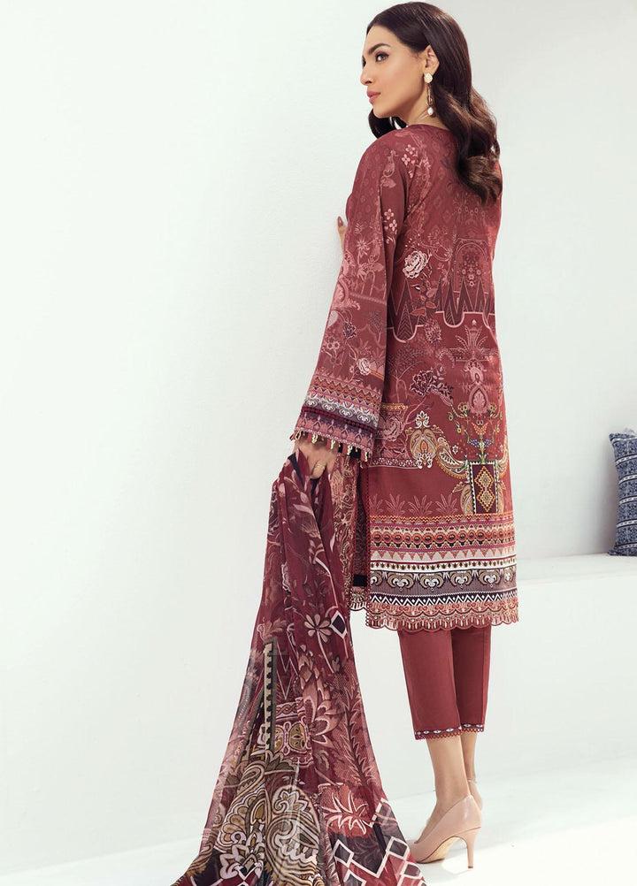 Farasha Embroidered Lawn Suits Unstitched 3 Piece FSH21L 03-PERSIAN RED - Summer Collection