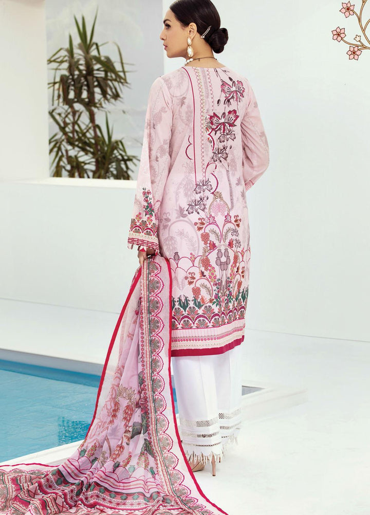 Farasha Embroidered Lawn Suits Unstitched 3 Piece FSH21L 07-PINK SUBLIME - Summer Collection