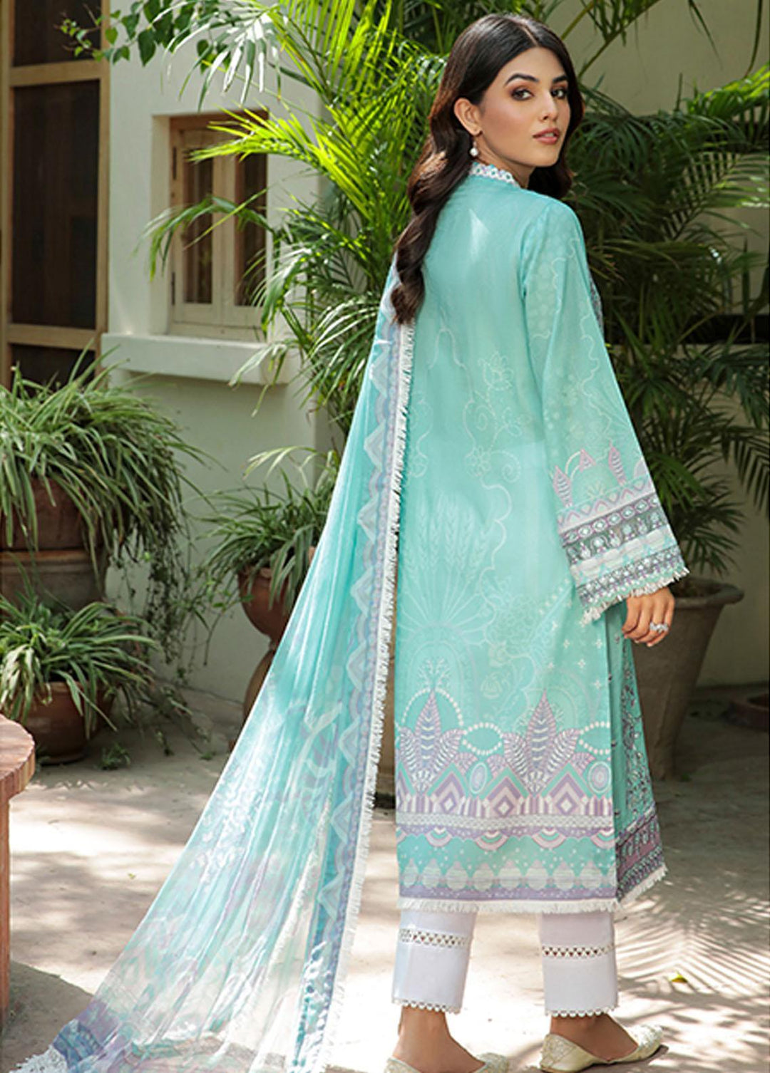 Farasha Embroidered Lawn Suits Unstitched 3 Piece FSH22-L2 01 Clary Sage - Summer Collection