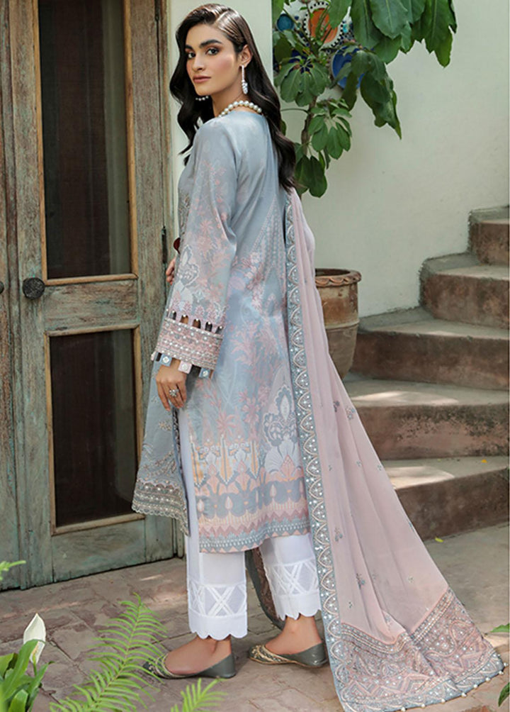 Farasha Embroidered Lawn Suits Unstitched 3 Piece FSH22-L2 02 Misty Grey - Summer Collection