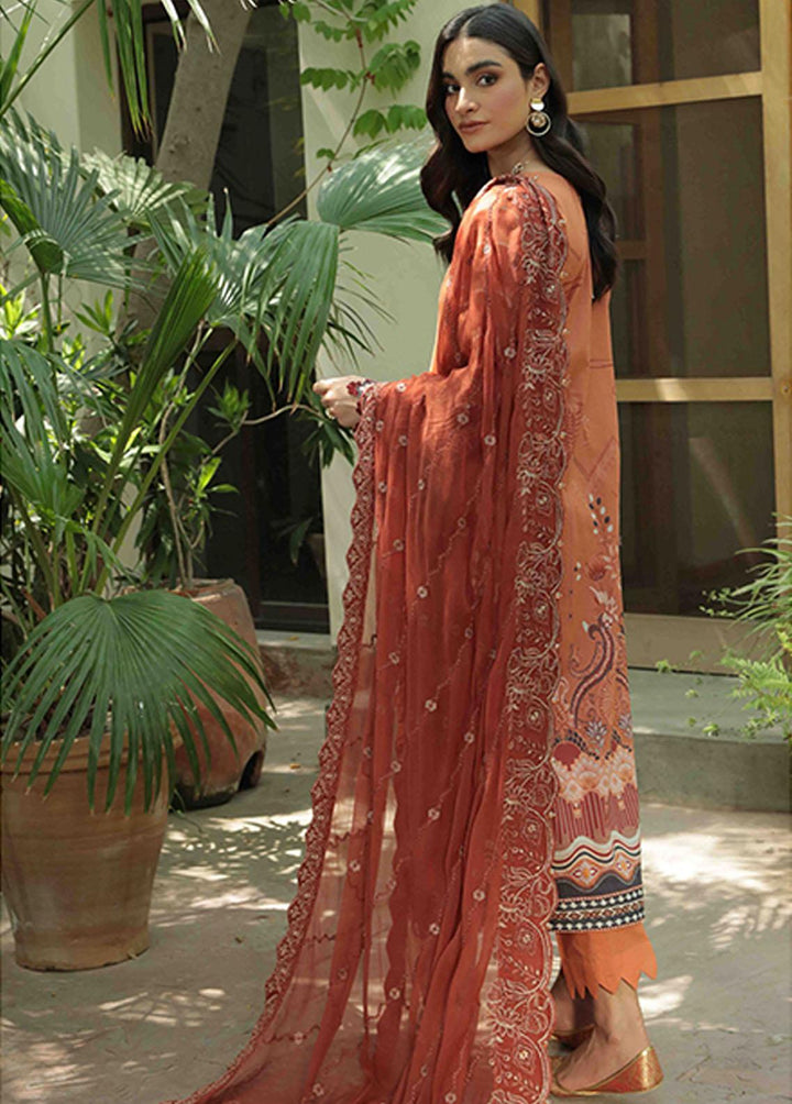 Farasha Embroidered Lawn Suits Unstitched 3 Piece FSH22-L2 03 Russet - Summer Collection