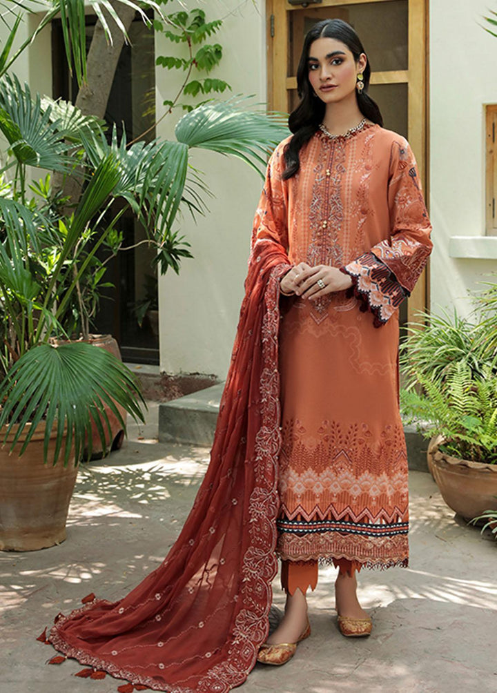 Farasha Embroidered Lawn Suits Unstitched 3 Piece FSH22-L2 03 Russet - Summer Collection