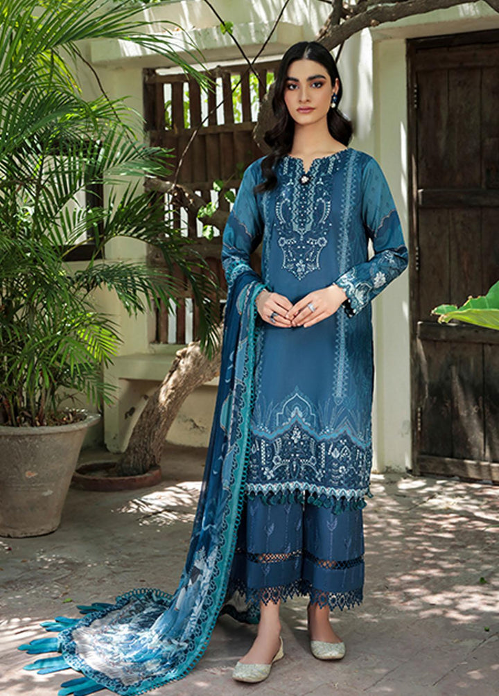 Farasha Embroidered Lawn Suits Unstitched 3 Piece FSH22-L2 04 Blue Allure - Summer Collection