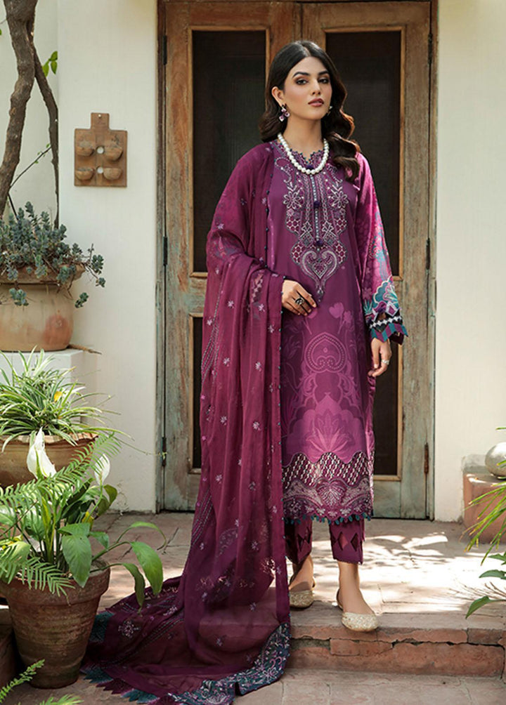 Farasha Embroidered Lawn Suits Unstitched 3 Piece FSH22-L2 07 Gleaming Berry - Summer Collection