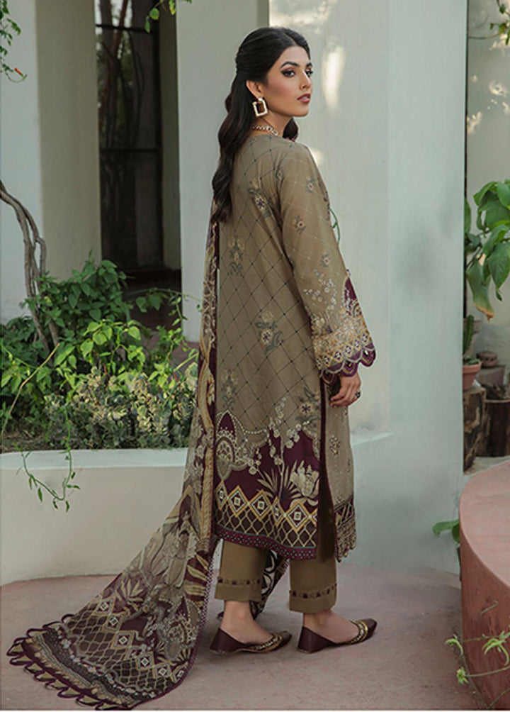 Farasha Embroidered Lawn Suits Unstitched 3 Piece FSH22-L2 09 Olivine - Summer Collection