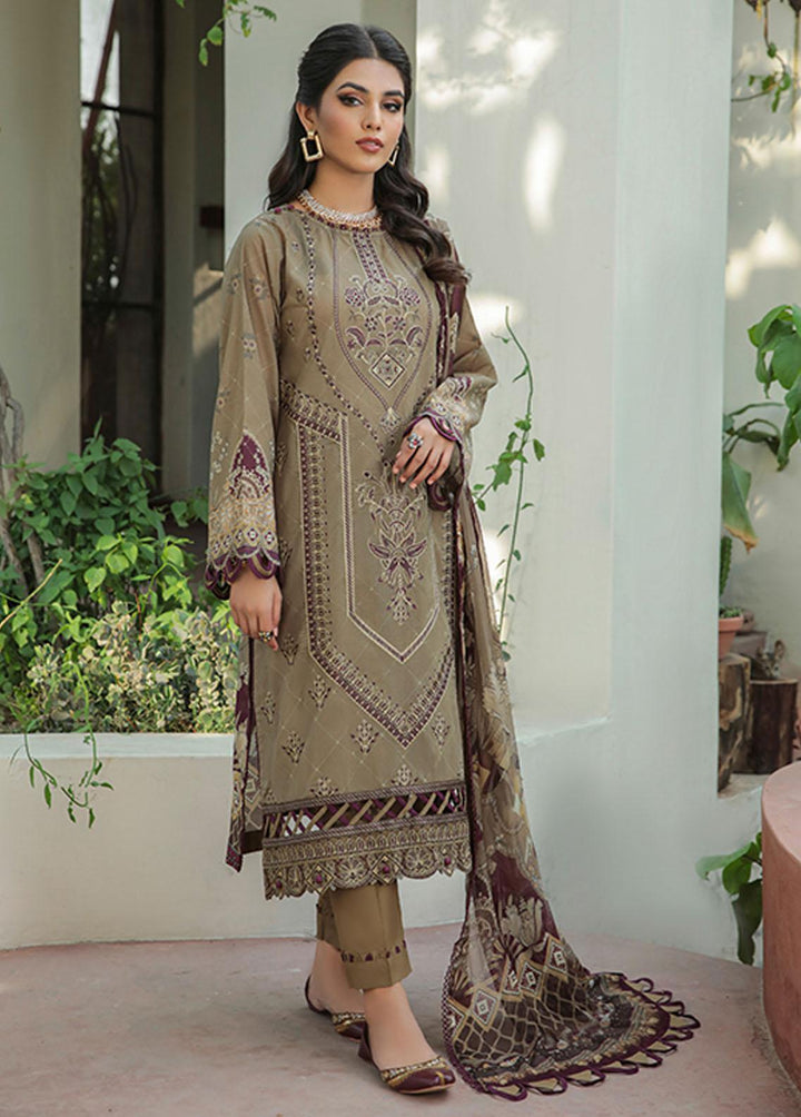 Farasha Embroidered Lawn Suits Unstitched 3 Piece FSH22-L2 09 Olivine - Summer Collection