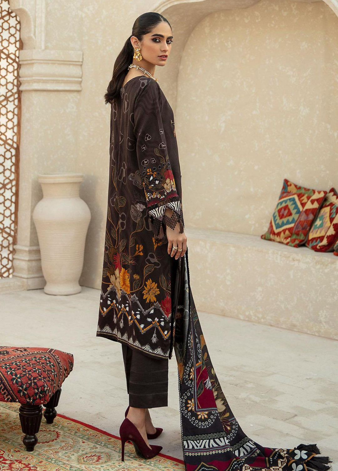 Farasha Embroidered Linen Suits Unstitched 3 Piece FSH21L 05-SIENNA - Winter Collection