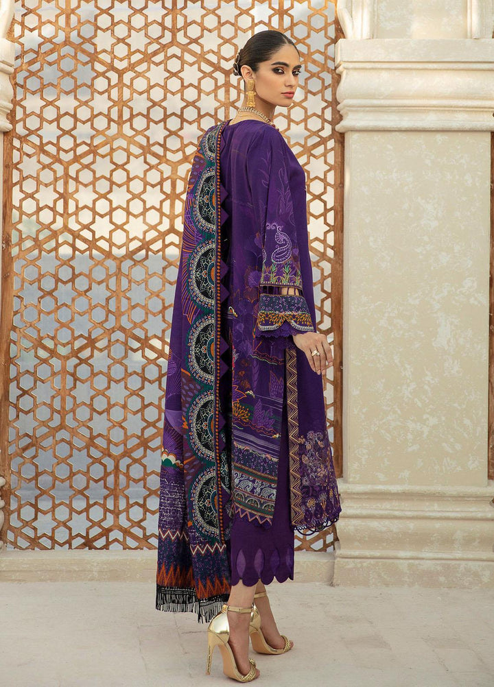 Farasha Embroidered Linen Suits Unstitched 3 Piece FSH21L 10-INDIGO - Winter Collection