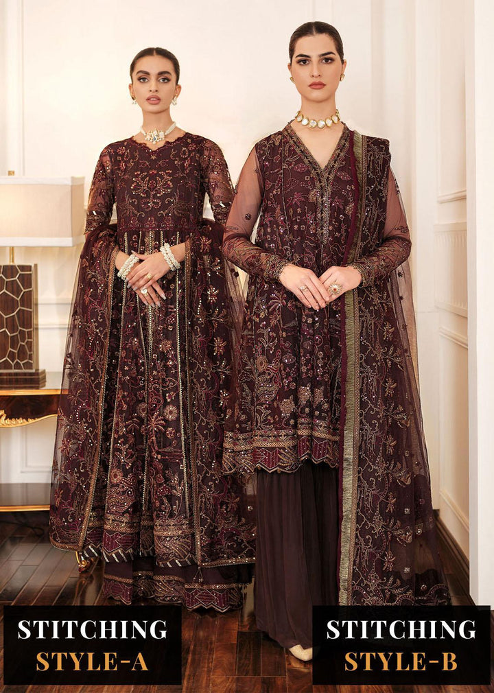 Lueur By Farasha Embroidered Net Suits Unstitched 3 Piece FSH23L 01 Celine - Luxury Collection