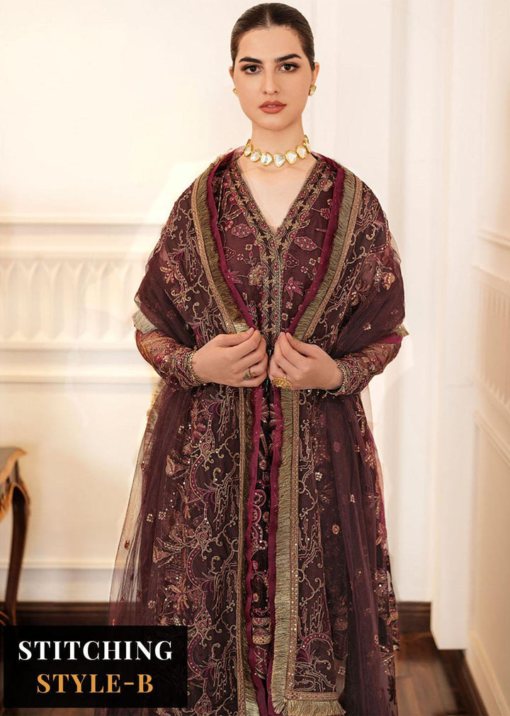 Lueur By Farasha Embroidered Net Suits Unstitched 3 Piece FSH23L 01 Celine - Luxury Collection
