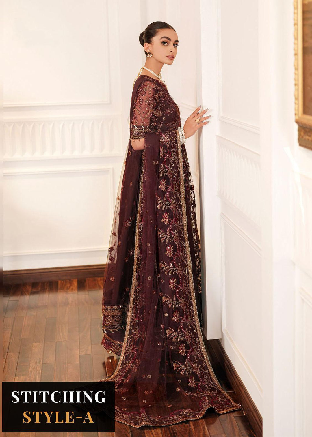 Lueur By Farasha Embroidered Net Suits Unstitched 3 Piece FSH23L 01 Celine - Luxury Collection