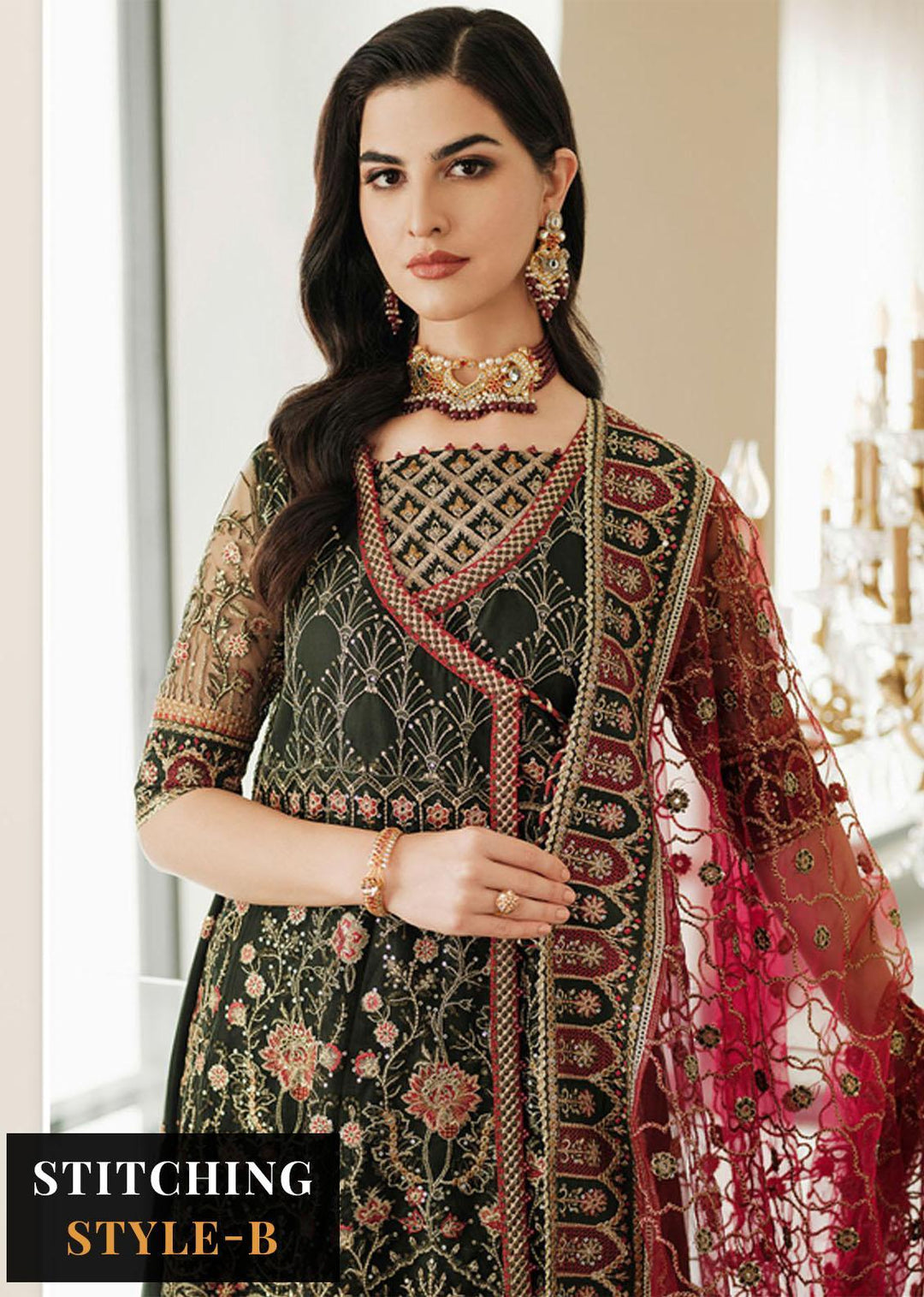 Lueur By Farasha Embroidered Net Suits Unstitched 3 Piece FSH23L 04 Ilyana - Luxury Collection