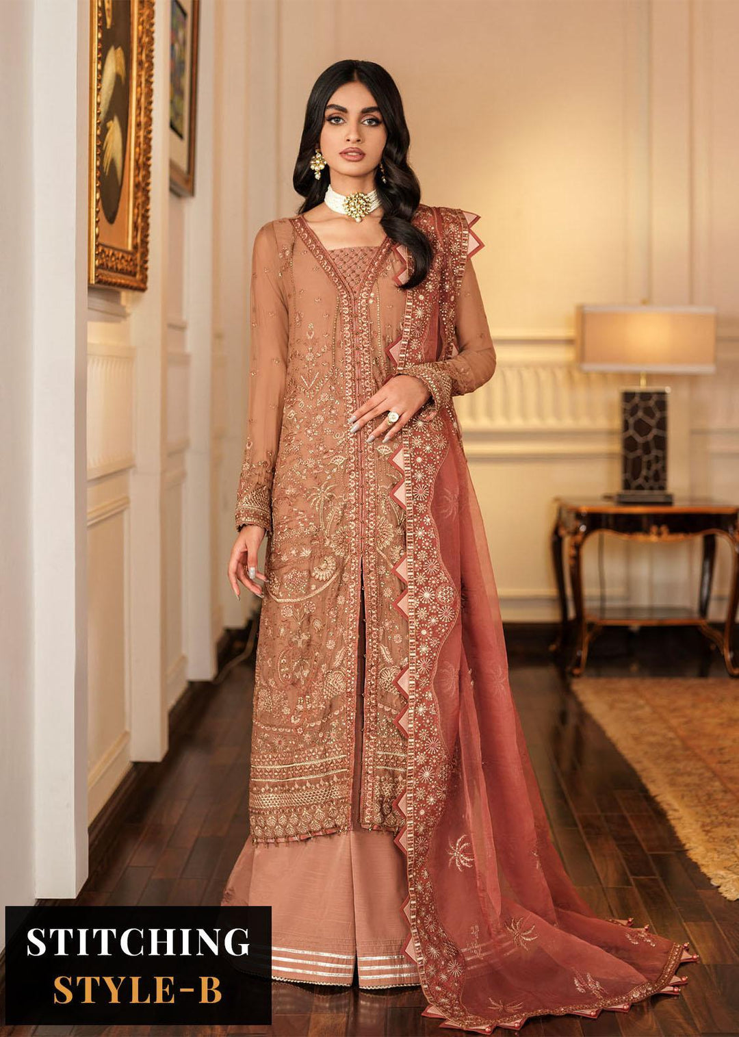 Lueur By Farasha Embroidered Chiffon Suits Unstitched 3 Piece FSH23L 05 Elora - Luxury Collection