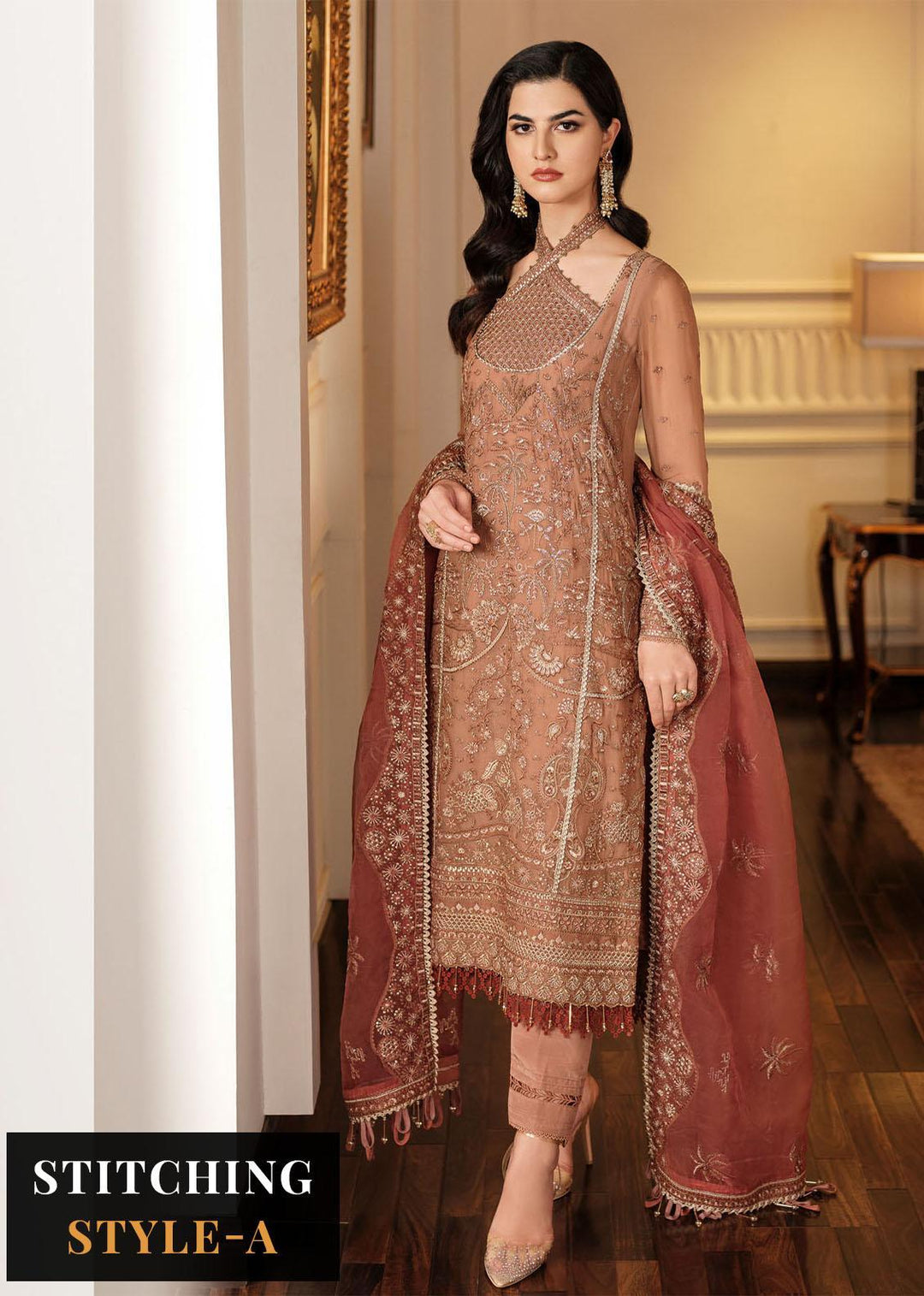 Lueur By Farasha Embroidered Chiffon Suits Unstitched 3 Piece FSH23L 05 Elora - Luxury Collection