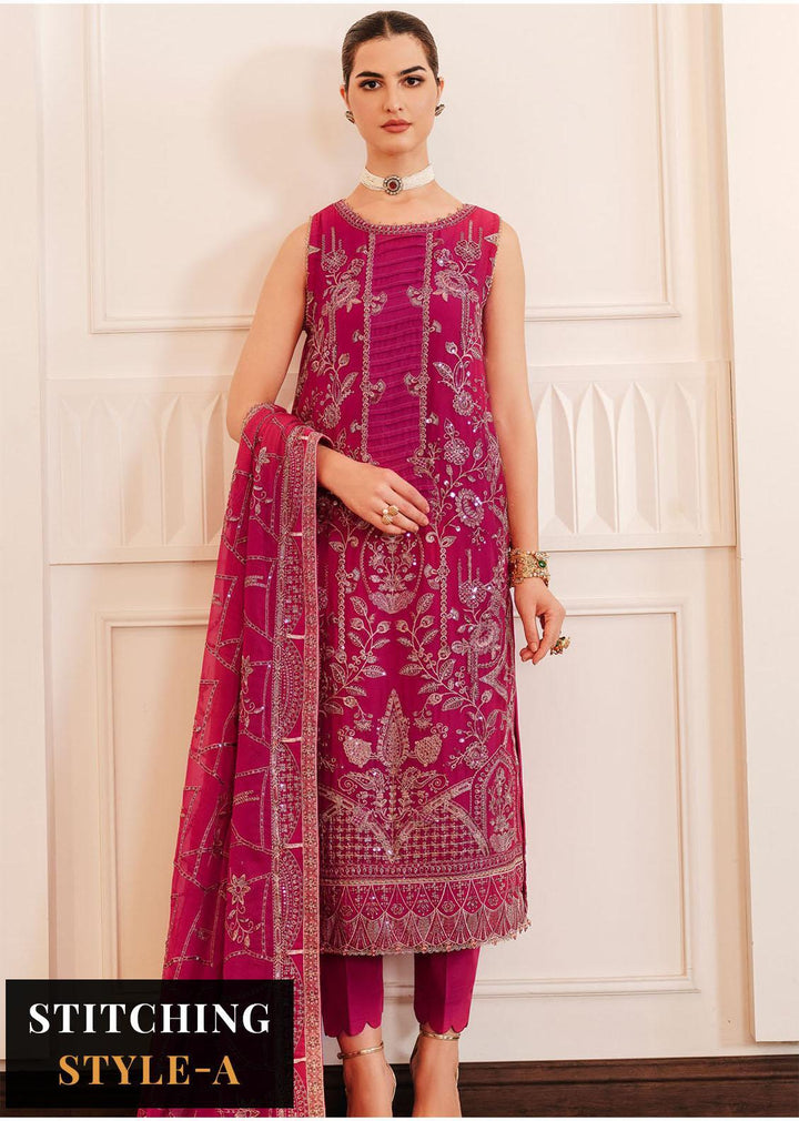 Lueur By Farasha Embroidered Chiffon Suits Unstitched 3 Piece FSH23L 07 Rosette - Luxury Collection