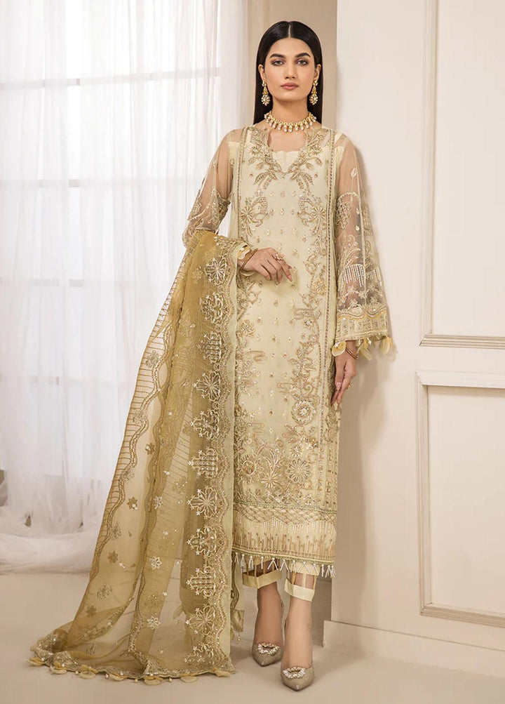 Luxe Atelier By Farasha Embroidered Net Suits Unstitched 3 Piece FSH22LA 03 Sienna - Luxury Collection