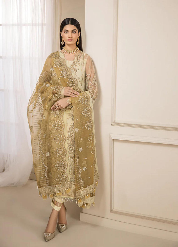 Luxe Atelier By Farasha Embroidered Net Suits Unstitched 3 Piece FSH22LA 03 Sienna - Luxury Collection