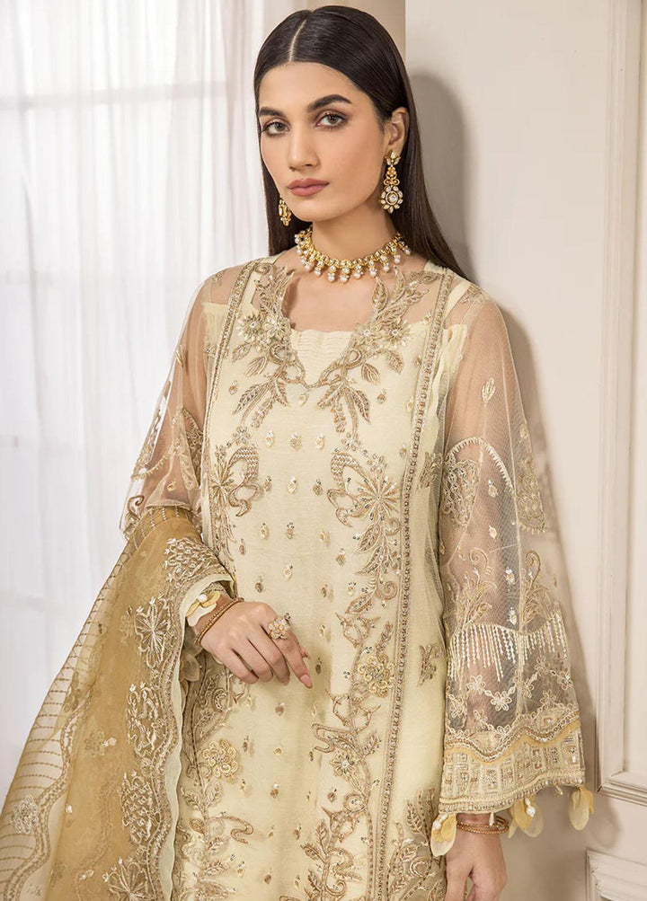 Luxe Atelier By Farasha Embroidered Net Suits Unstitched 3 Piece FSH22LA 03 Sienna - Luxury Collection