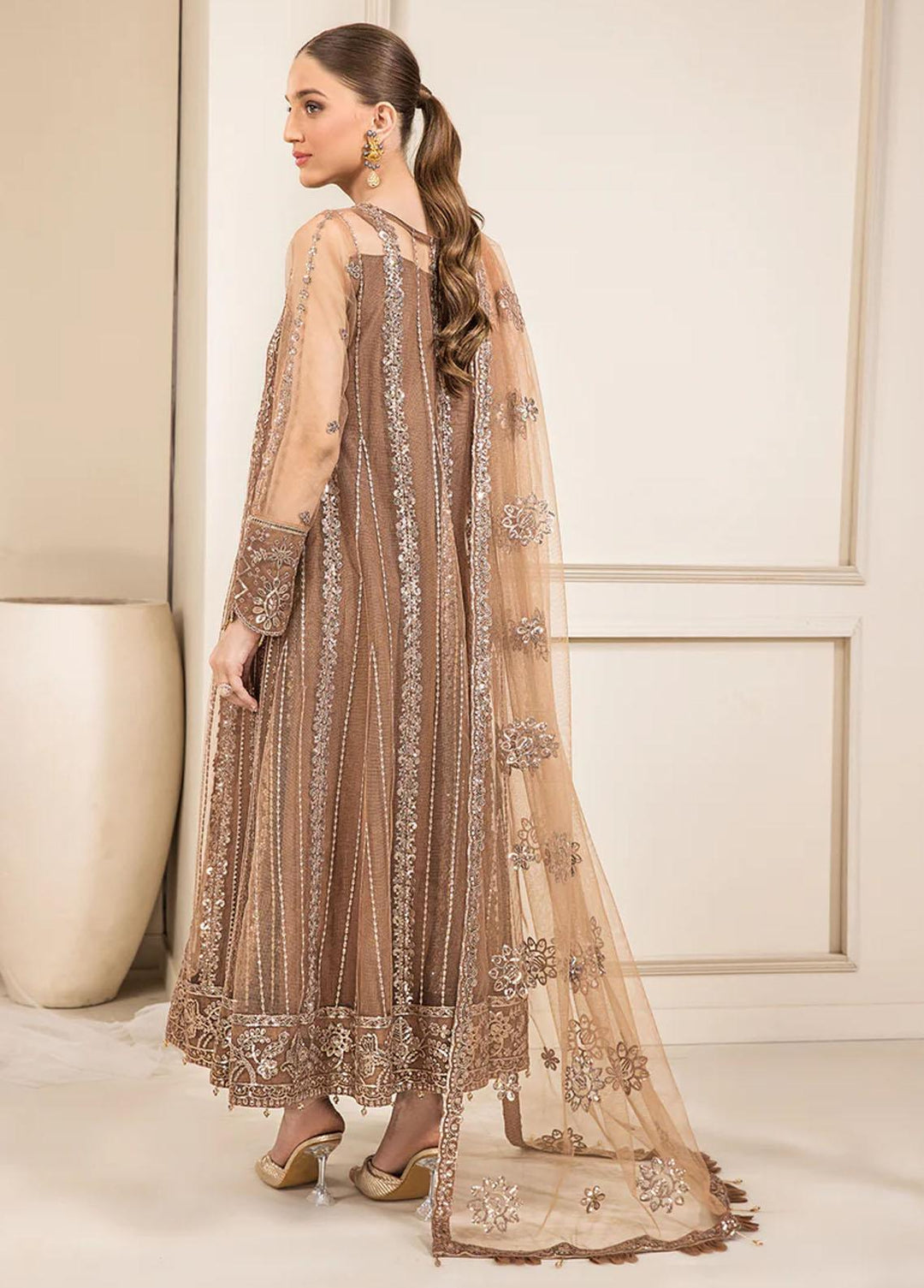Luxe Atelier By Farasha Embroidered Net Suits Unstitched 3 Piece FSH22LA 05 Whisper - Luxury Collection