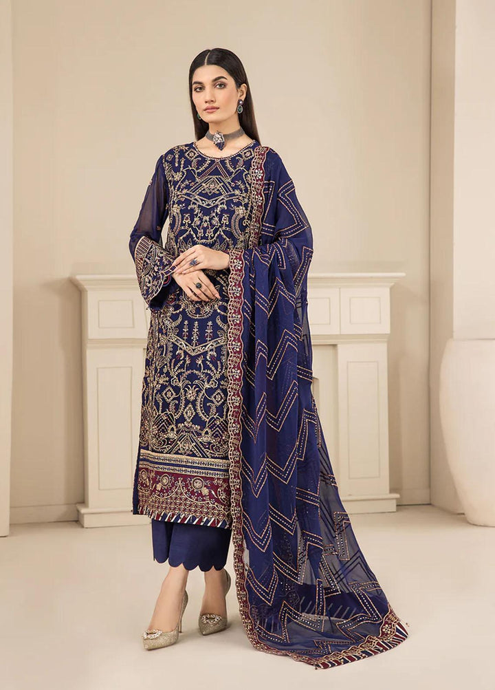 Luxe Atelier By Farasha Embroidered Chiffon Suits Unstitched 3 Piece FSH22LA 06 Kaia - Luxury Collection