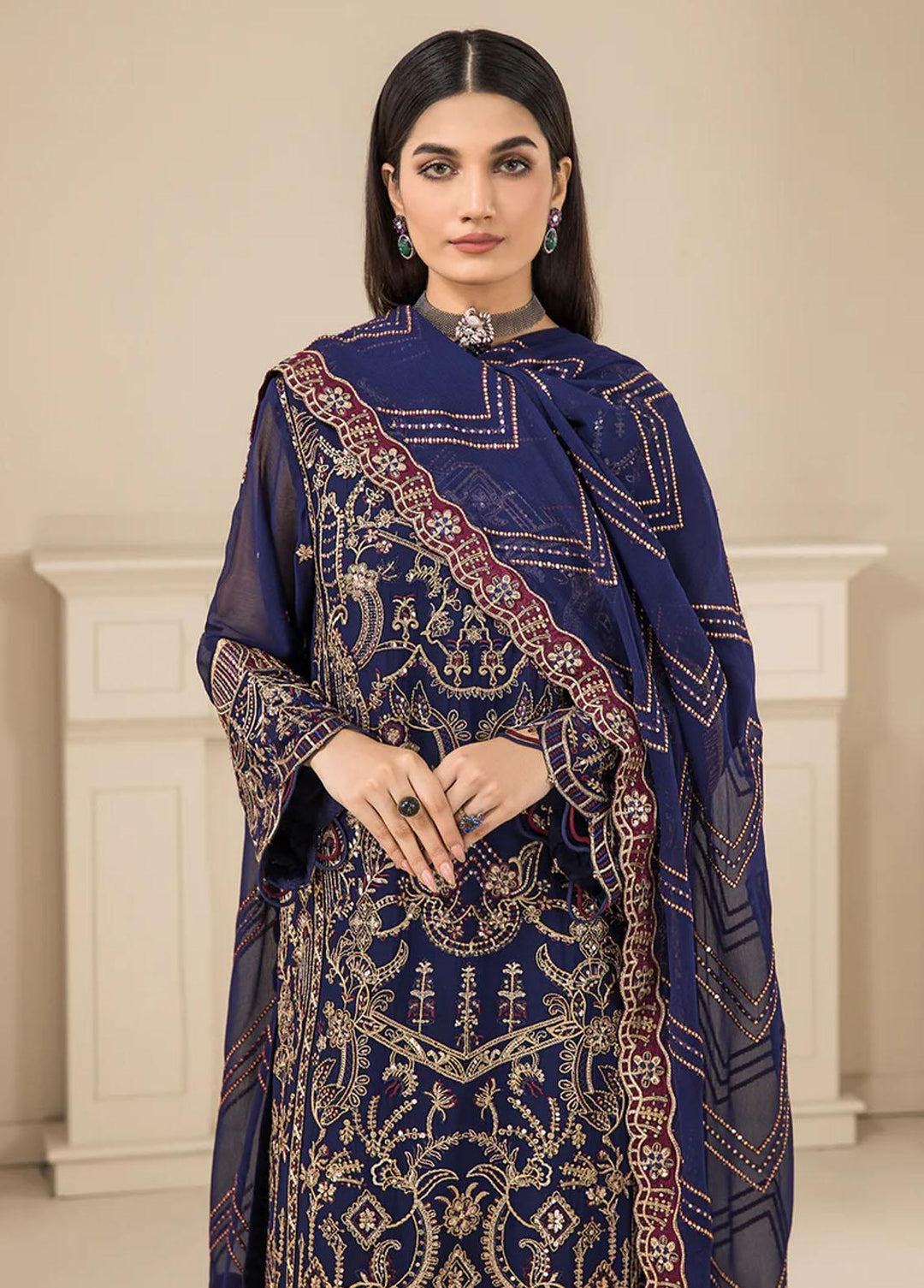 Luxe Atelier By Farasha Embroidered Chiffon Suits Unstitched 3 Piece FSH22LA 06 Kaia - Luxury Collection