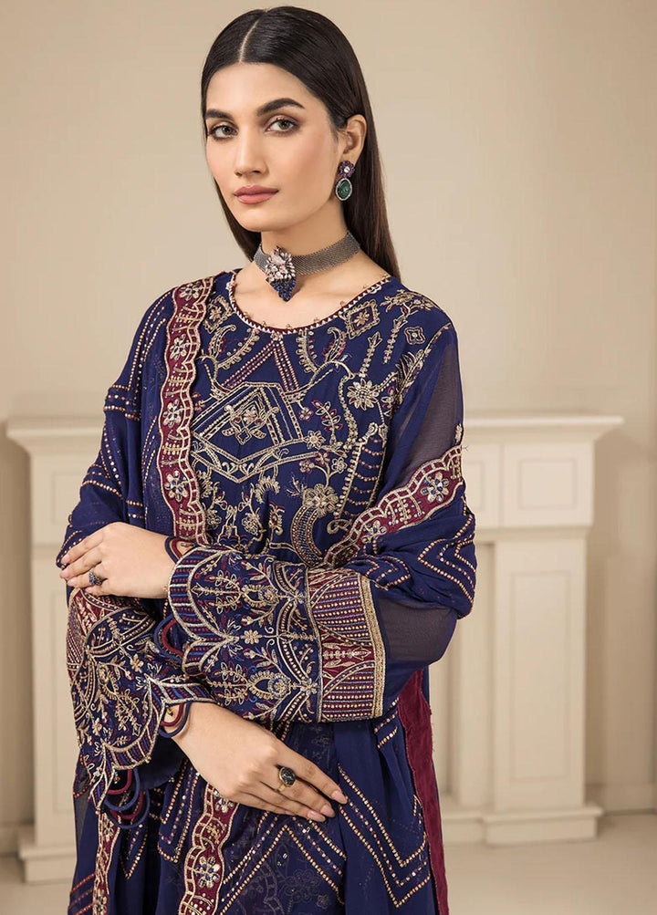 Luxe Atelier By Farasha Embroidered Chiffon Suits Unstitched 3 Piece FSH22LA 06 Kaia - Luxury Collection