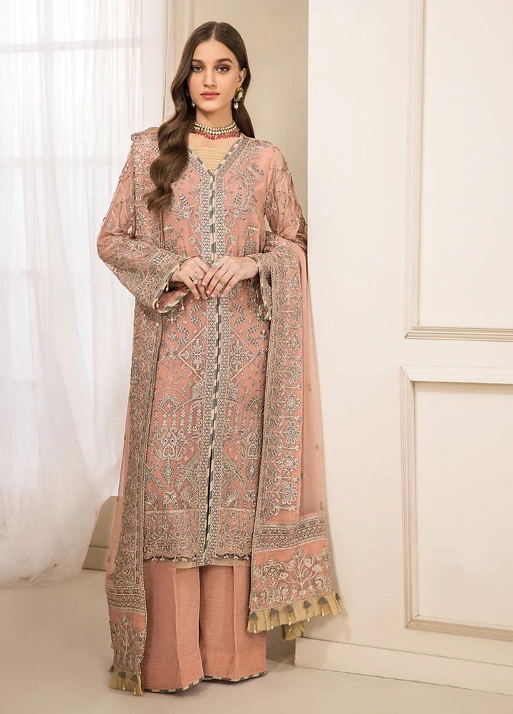 Luxe Atelier By Farasha Embroidered Chiffon Suits Unstitched 3 Piece FSH22LA 07 Celeste - Luxury Collection