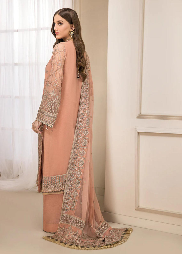 Luxe Atelier By Farasha Embroidered Chiffon Suits Unstitched 3 Piece FSH22LA 07 Celeste - Luxury Collection