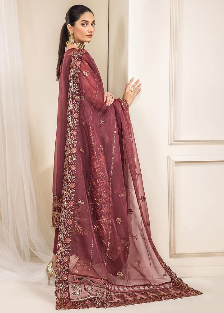 Luxe Atelier By Farasha Embroidered Organza Suits Unstitched 3 Piece FSH22LA 08 Ruby - Luxury Collection