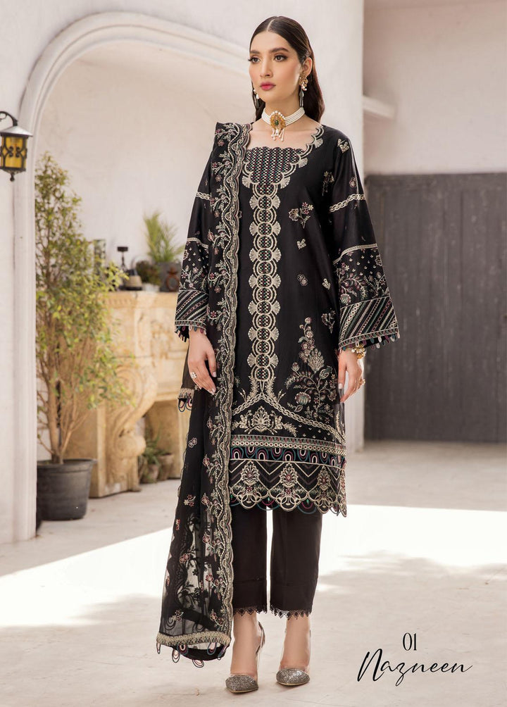 Meharma By Farasha Embroidered Lawn Suits Unstitched 3 Piece FSH22M 01 Nazneen - Festive Collection