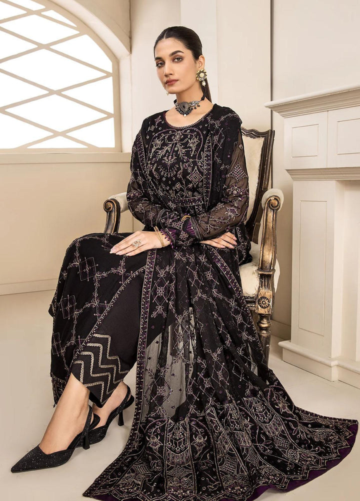 Farasha Embroidered Chiffon Suits Unstitched 3 Piece FSH23LA D-01 Gladiolus - Formal Collection