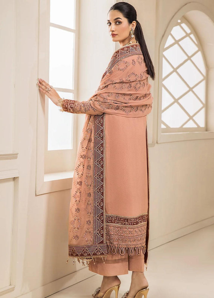 Farasha Embroidered Chiffon Suits Unstitched 3 Piece FSH23LA D-02 Carnelian - Formal Collection