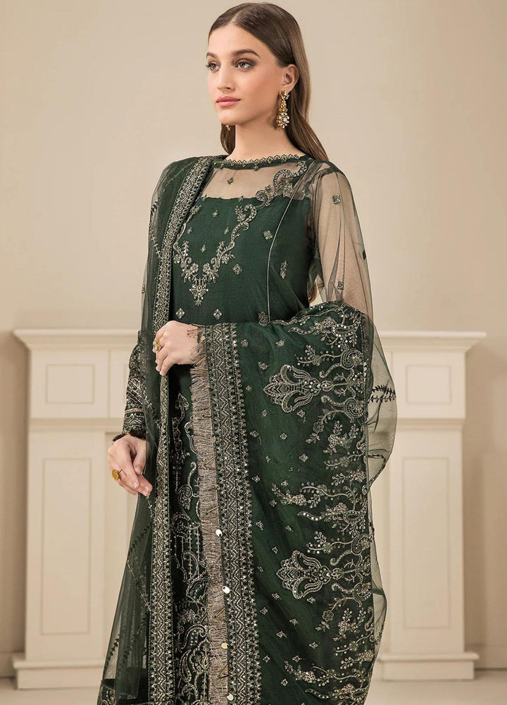 Farasha Embroidered Net Suits Unstitched 3 Piece FSH23LA D-03 Florican - Formal Collection