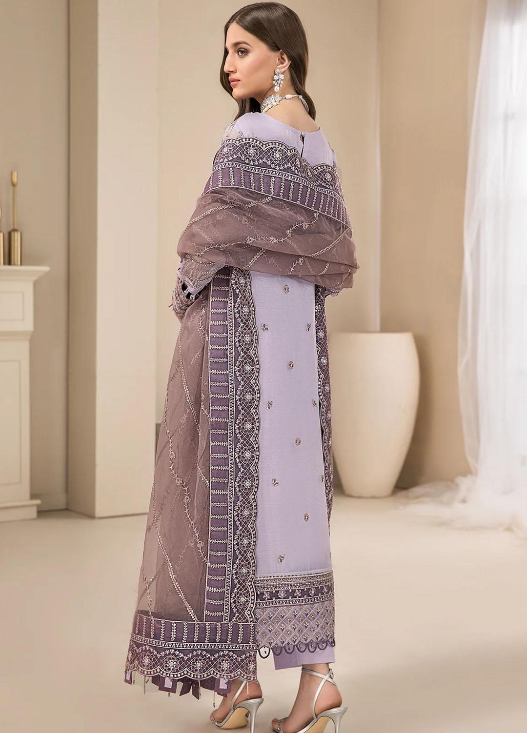 Farasha Embroidered Chiffon Suits Unstitched 3 Piece FSH23LA D-04 Emaline - Formal Collection