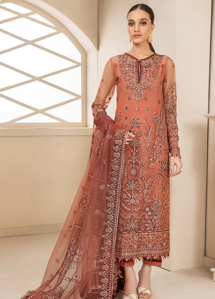 Farasha Embroidered Net Suits Unstitched 3 Piece FSH23LA D-05 Marile - Formal Collection