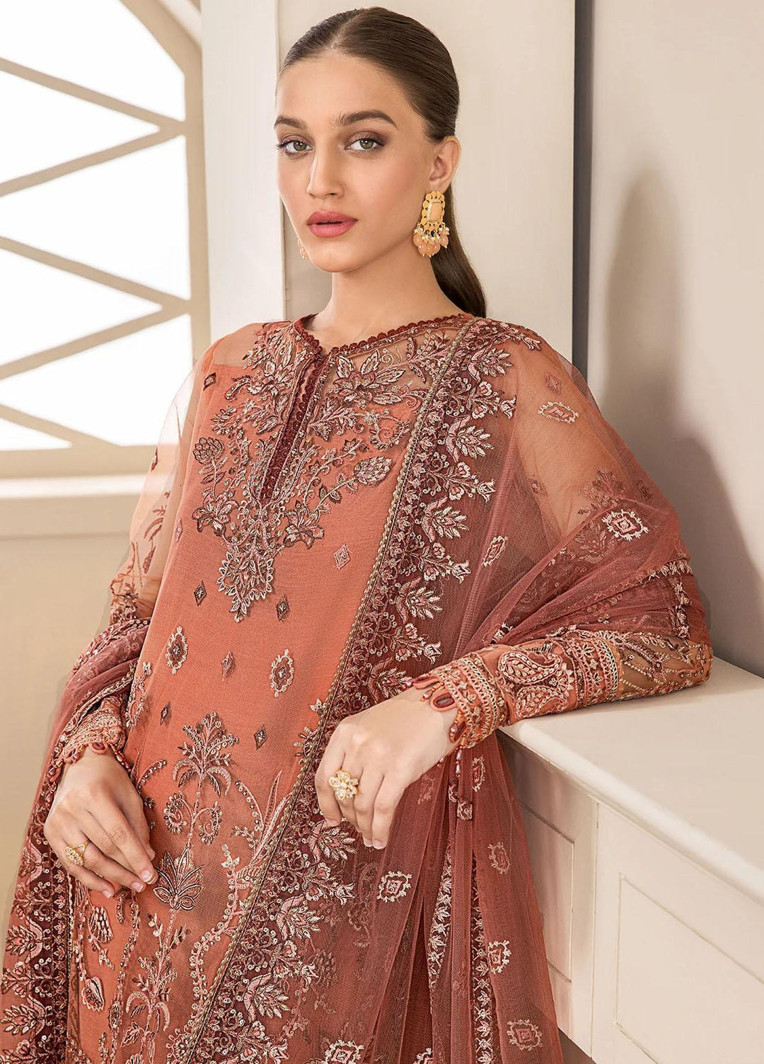 Farasha Embroidered Net Suits Unstitched 3 Piece FSH23LA D-05 Marile - Formal Collection