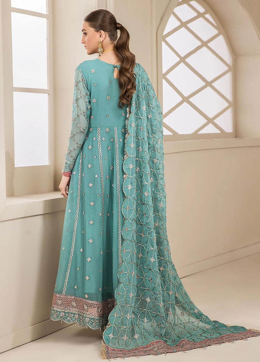 Farasha Embroidered Chiffon Suits Unstitched 3 Piece FSH23LA D-06 Mellisa - Formal Collection