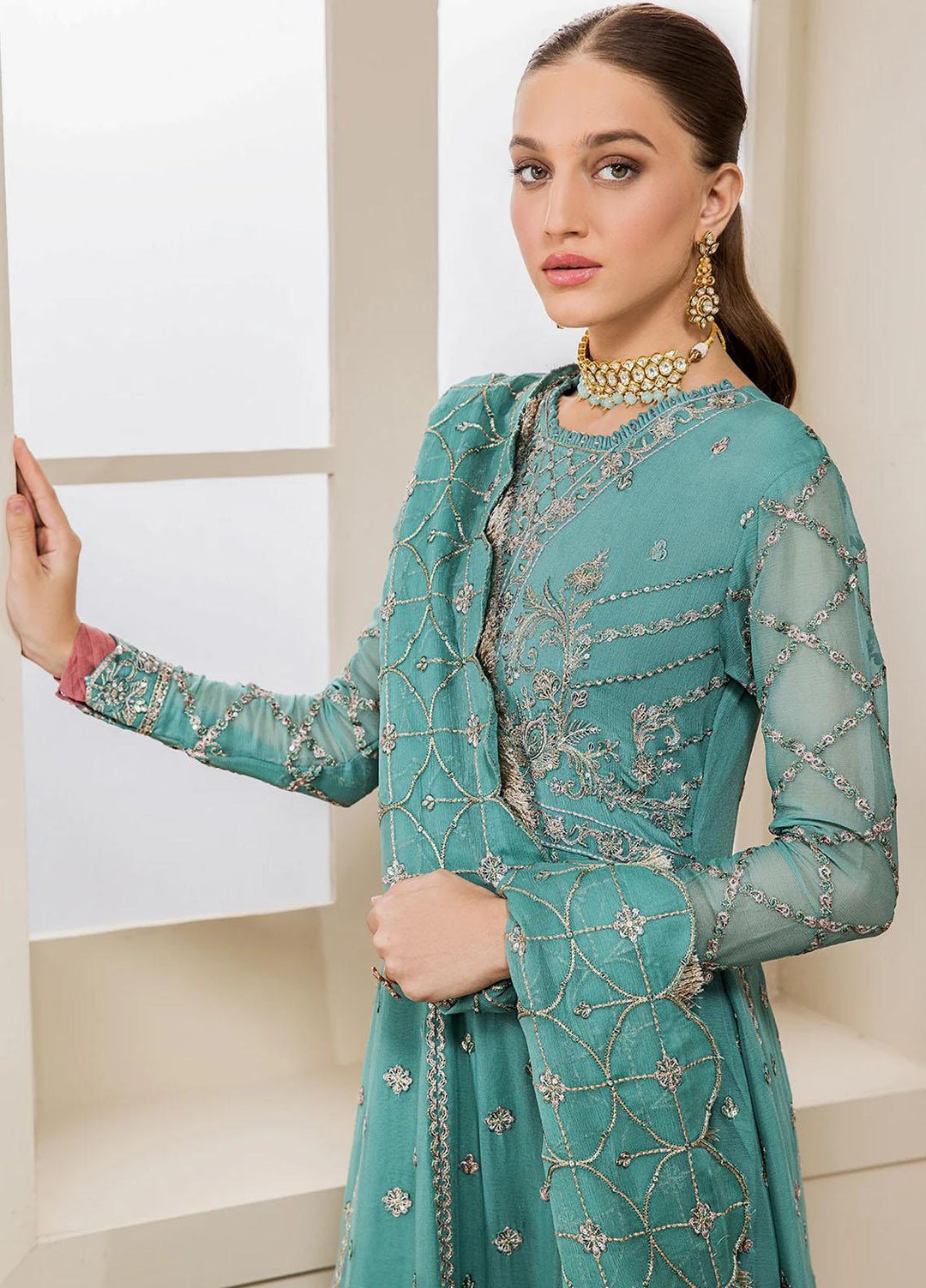 Farasha Embroidered Chiffon Suits Unstitched 3 Piece FSH23LA D-06 Mellisa - Formal Collection