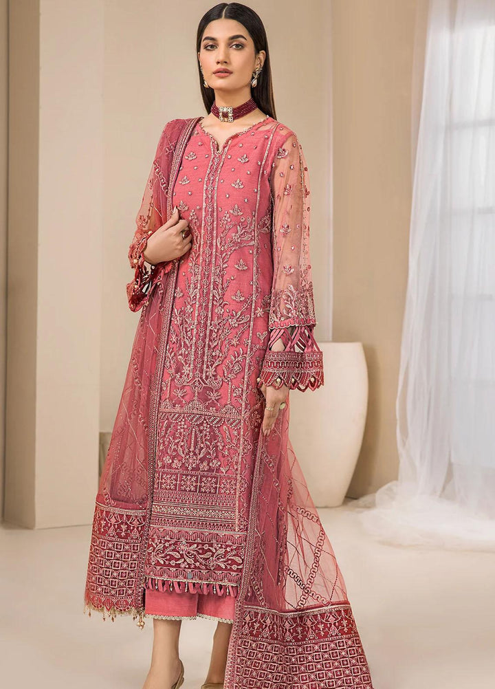 Farasha Embroidered Net Suits Unstitched 3 Piece FSH23LA D-07 Della - Formal Collection
