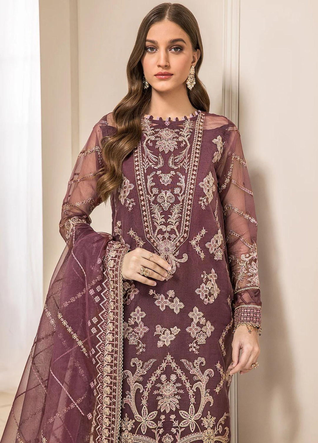 Farasha Embroidered Organza Suits Unstitched 3 Piece FSH23LA D-08 Synthia - Formal Collection