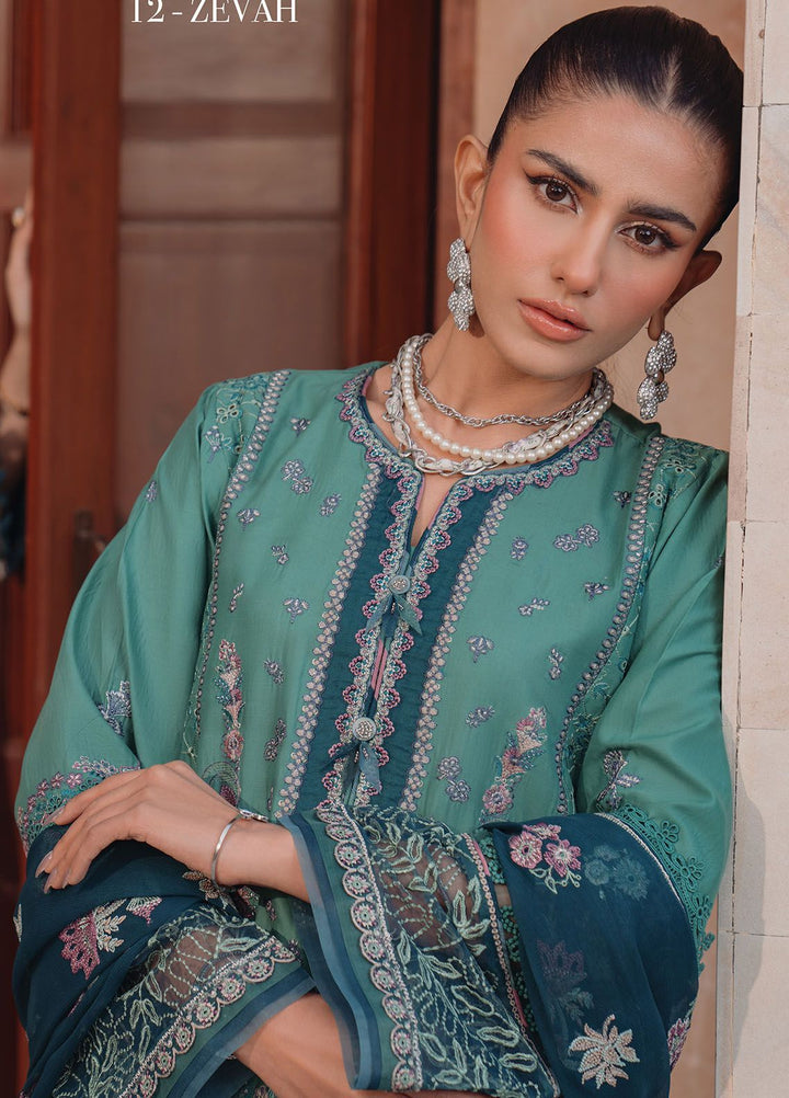 Farozaan By Xenia Formals Embroidered Lawn Suit Unstitched 3 Piece ZE24F 12 Zevah - Summer Collection