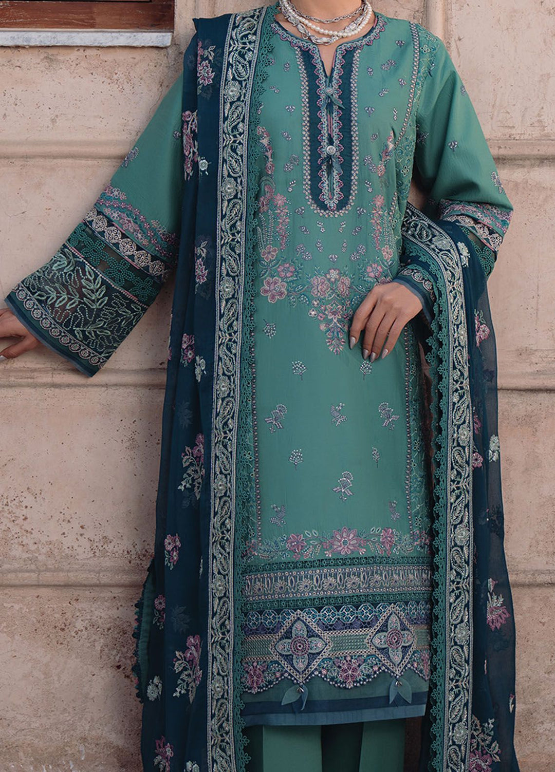 Farozaan By Xenia Formals Embroidered Lawn Suit Unstitched 3 Piece ZE24F 12 Zevah - Summer Collection