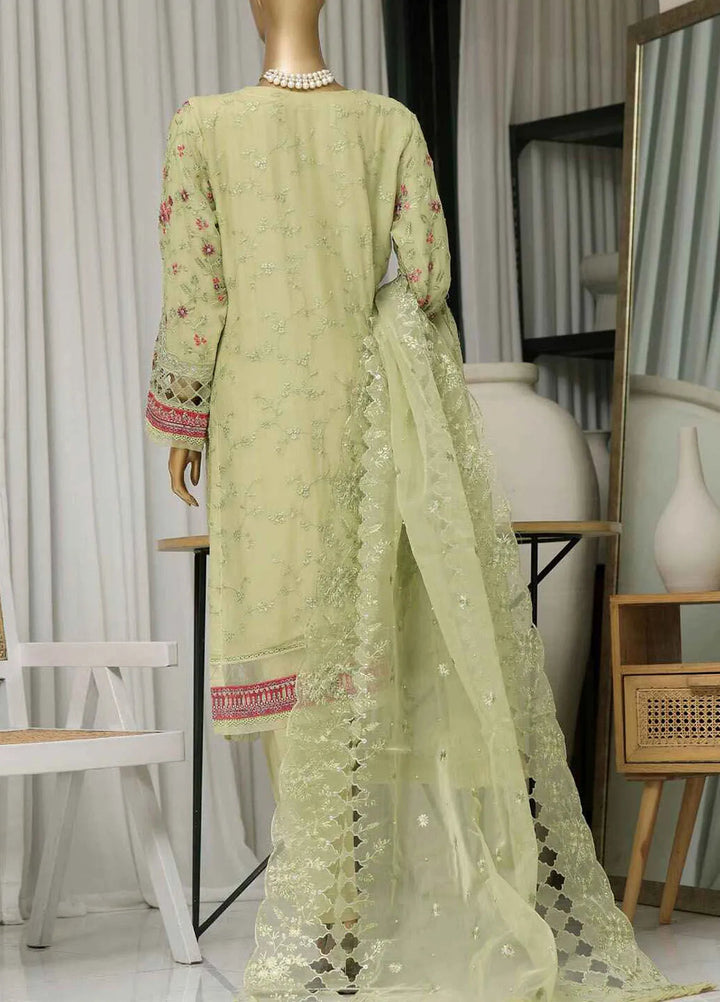 Fasaane By Hz Textiles Pret Embroidered Chiffon 3 Piece Suit HZK-171-Lime Beige