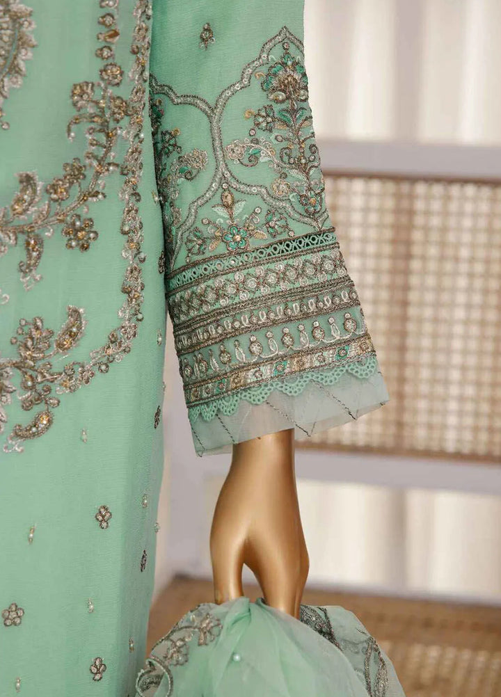 Fasaane By Hz Textiles Pret Embroidered Chiffon 3 Piece Suit HZK-172-Aqua